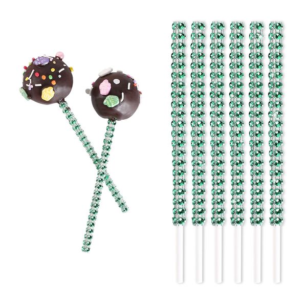 25 PCS Bling Cake Pop Paper Sticks, Glitter Rhinestone Lollipop Treat Sucker Sticks, Diamond Wrap Candy Holder for Chocolate Fruit Marshmallow Dessert Wedding Showers Buffet Table Party Christmas