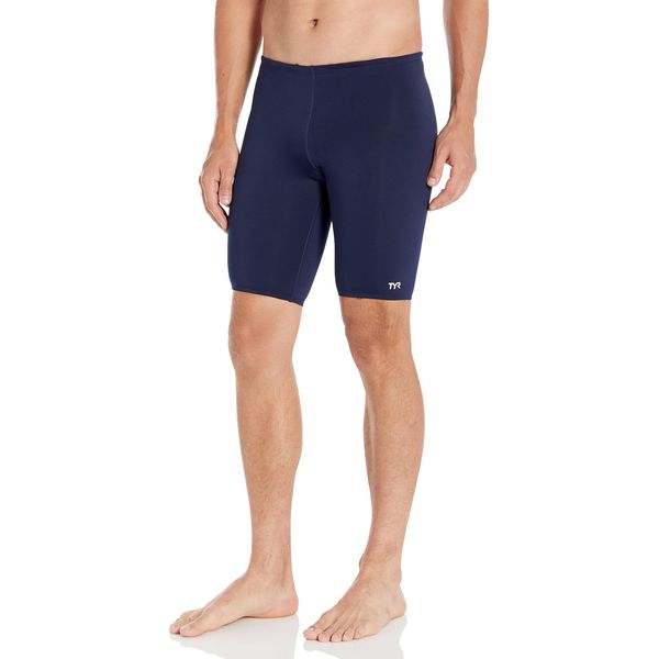 TYR Men's Durafast Elite Solid Jammer Swimsuit, Navy, 30