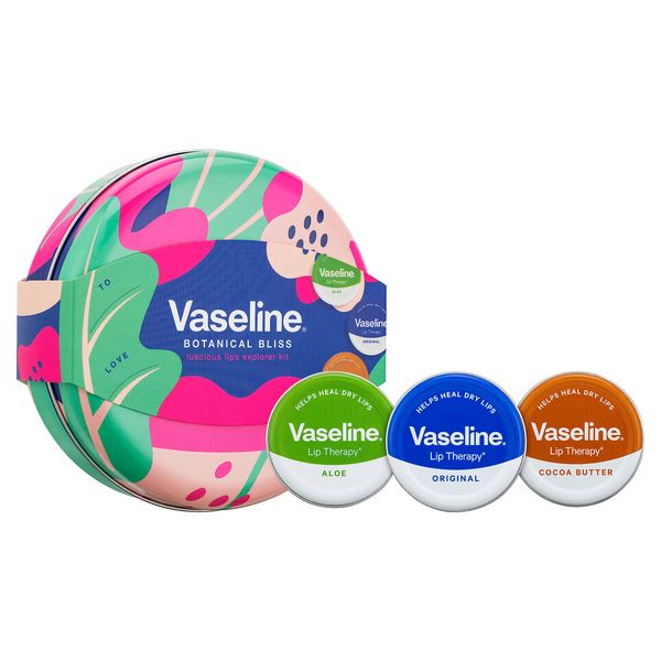 Vaseline Luscious Lips Explorer Kit Gift Set with 3 lip balms for beautiful, healthy lips 3 piece