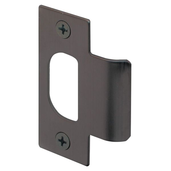 Prime-Line E 2568 Solid Brass Standard T-strike Door Strike Plate, 2-1/8 in. Hole Spacing, Classic Bronze Plated (Single Pack)