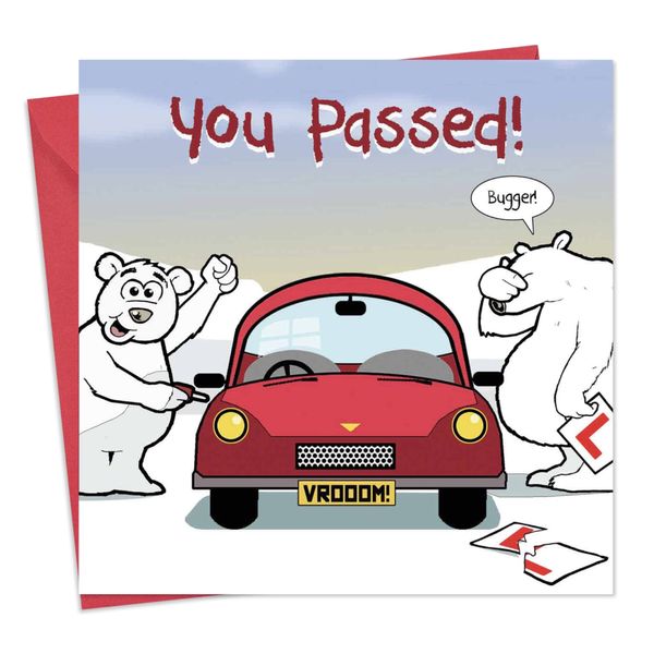 Twizler Passed Driving Test Card Funny Bugger Bear - Funny You Passed Card