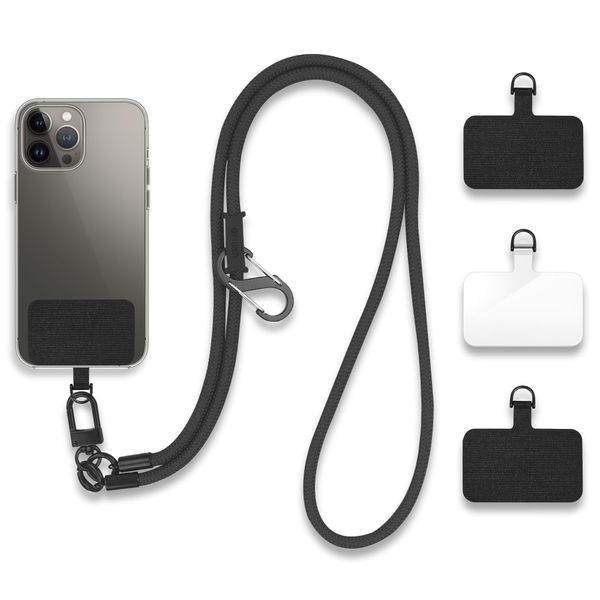 UMIMO Smartphone Shoulder Strap 0.3 inch (7 mm) Diameter (3 Holders, S-Shaped Carabiner) Smartphone Strap, Outdoor, Cell Phone Strap, Cross-body, Shoulder Bag, Neck Hanging, Fall Prevention,