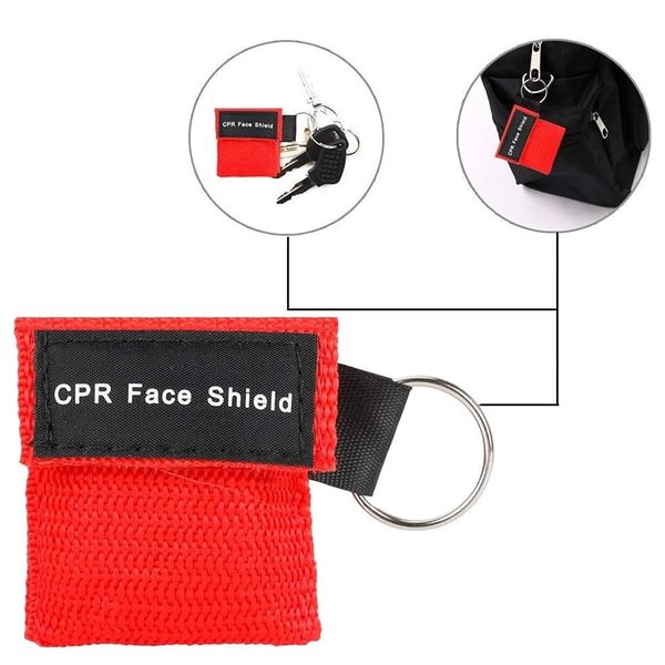 couduan 4 Pcs Cpr Mask,Cpr Face Shields Keyring,Anti Choking Device,Face Mask Pocket,Shields Aid Chocking Devices Emergency,Equipment Keyring,Rescue Shield