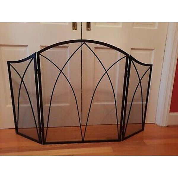 EUC Pleasant Hearth 959 Black Arched 3-Panel Fireplace Screen