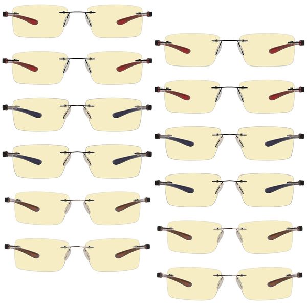 Eyekepper 12 Pack Blue Light Reading Glasses Rimless Yellow Tinted Computer Readers +1.75