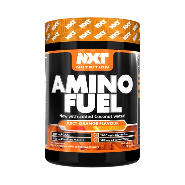 NXT Nutrition Amino Fuel Energy Drink | BCAAs Amino Acids with Beta Alanine, Vitamin D3 and Citrulline Malate – for Performance, Endurance and Energy Support | (Orange)