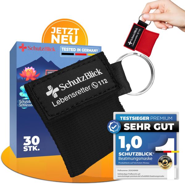 Schutzblick® Beatmungsmaske erste Hilfe - 30er Set erste Hilfe Beatmungsmaske - Beatmungsmaske Schlüsselanhänger - Mund zu Mund Beatmung Schutz - Beatmungstuch Schlüsselanhänger