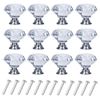 YourGift 12 Pack Drawer Knobs Diamond Shaped Crystal Glass 30mm Cabinet Knobs Pull Handles (Silver)