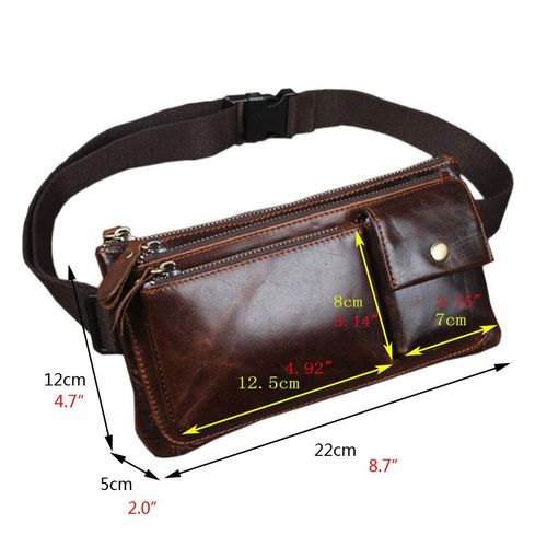 Leather Waist Pack Fanny Bag for Men Women Outdoor Travel Hiking Running Hip Slim Bum Belt Pack Purse Wallet Cell Phone Shoulder Pouch Coffee