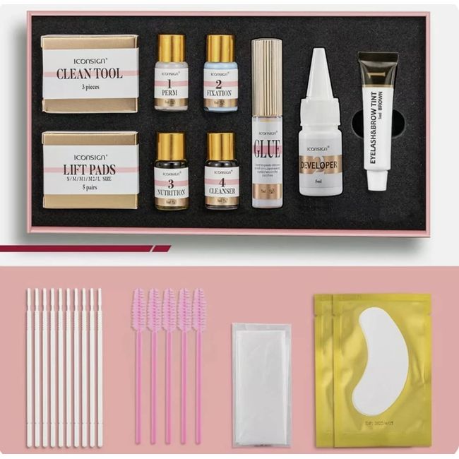 Wimpernlifting Set Wimpernlaminierung Lash Lift Kit mit Augenbrauenfarbe 33 Tlg