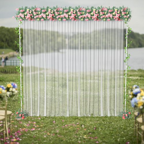 Adjustable Wedding Backdrop Stand Background Curtain Pipe Stage White Mid-Century Modern Metal Oversized