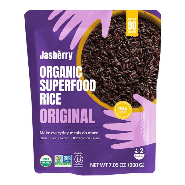 Jasberry Organic Rice - Superfood Rice with High Antioxidants, Ready to Eat or Heat, 100% Jasberry Rice, Non-GMO, Gluten-Free, USDA Certified Organic, Vegan