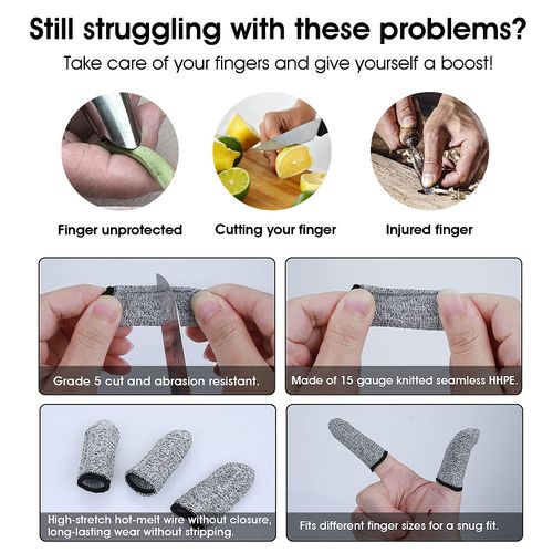 Molain Finger Cots Cut Resistant Protection, 10 Pieces Reusable Finger Thumb for Work,Kitchen,Garden,Sculpture