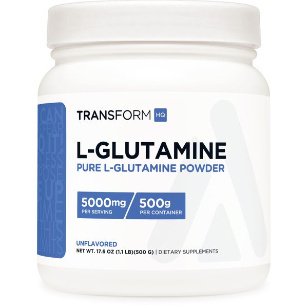 TransformHQ L-Glutamine Powder, 500G, 100 Servings - Gluten Free, Non-GMO