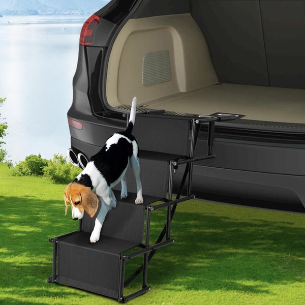 Portable Folding Safety Dog Ramps Pet Ramp Steps Ladder For Cars SUVs Black