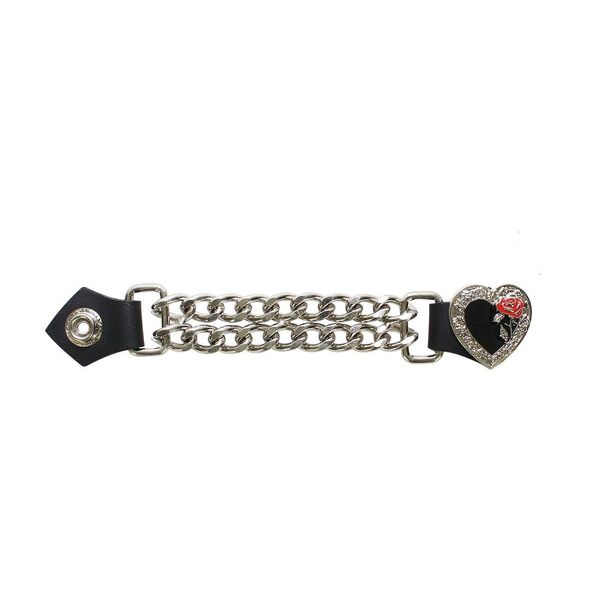 4-Pack Black Heart With Red Rose Vest Extenders-Leather-Snap On Button
