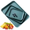Pack of 3 rectangular trays, kitchen decorative trays, plastic tray, rectangular green, serving tray, plastic rectangular, for kitchen, hotel, school, lunch and cafeteria trays (green)