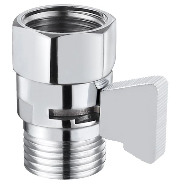 APLusee Shower Head Flow Control Valve, Solid Brass Water Flow Regulator with Adjustable Lever, Chrome