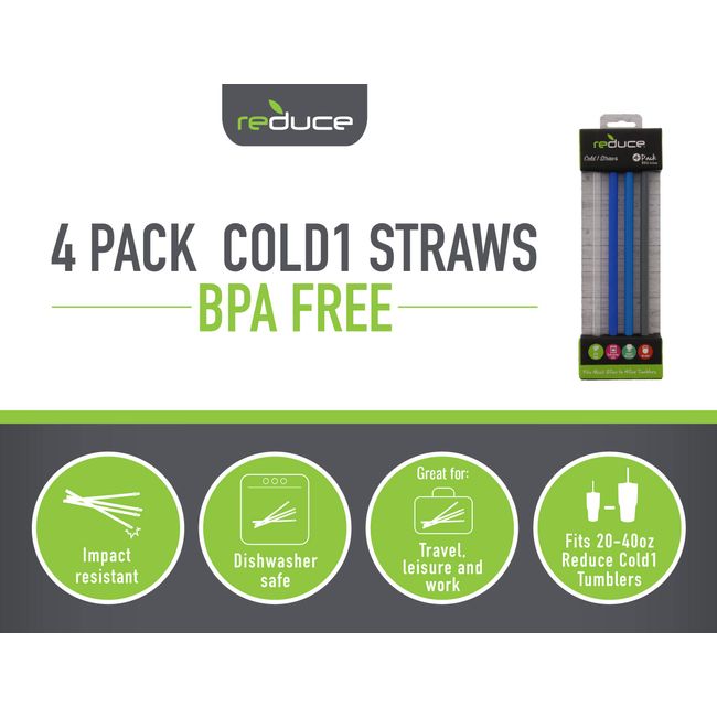  Reduce Reusable Straws - 4-Pack of BPA-Free Tumbler Straws,  Compatible with 14-18oz Tumblers, Hard Plastic Replacement Straws, Durable,  Dishwasher Safe - Ideal Drinking Straws for Home and Travel : Health 