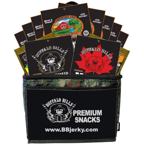 Buffalo Bills 12-Piece Beef Jerky Sampler Camo 6-Pack Gift Cooler (12 assorted 1.5oz jerky packs)