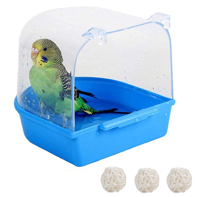 Tfwadmx Bird Cage Bath Parrot Bath Box Accessory Supplies Hanging Bathing Tub for Small Birds Canary Budgies Cockatiel Lovebirds