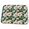 Dish Drying Mat - Ivory Blush Floral On Green Leaves Pattern Patterns