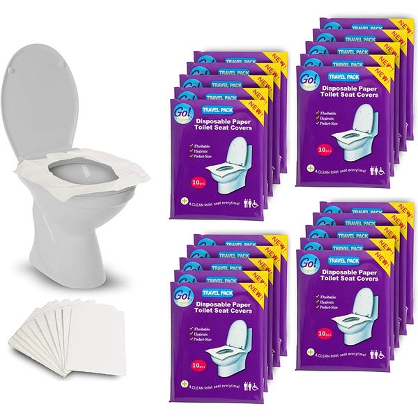 GoHygiene! Travel Essential - Disposable Paper Toilet Seat Covers - 18 PACKS (180pcs) + 2 FREE PACKS!