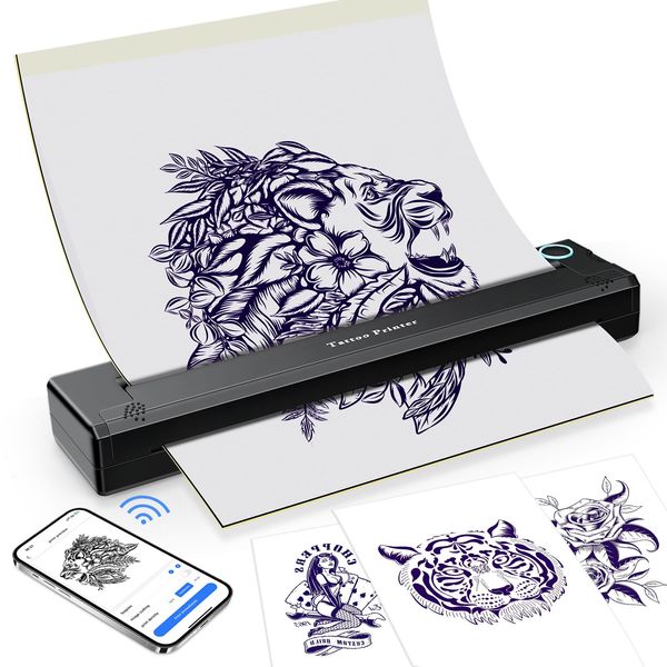 CORIEOSD Wireless Tattoo Stencil Printer (Upgraded), Thermal Tattoo Printer with 10pcs Transfer Paper