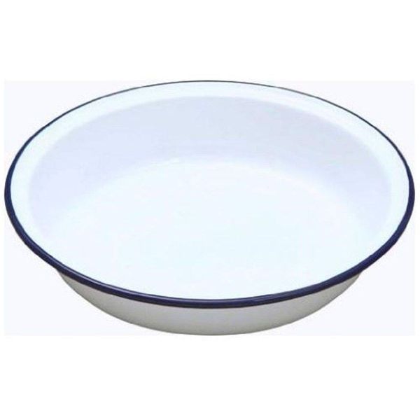 Traditional Circular Round 24cm Falcon White Enamel Pie Dish (Single)