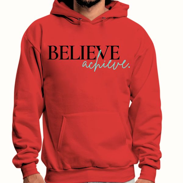 Mens Graphic Hoodie Believe and Achieve - Red / 5XL