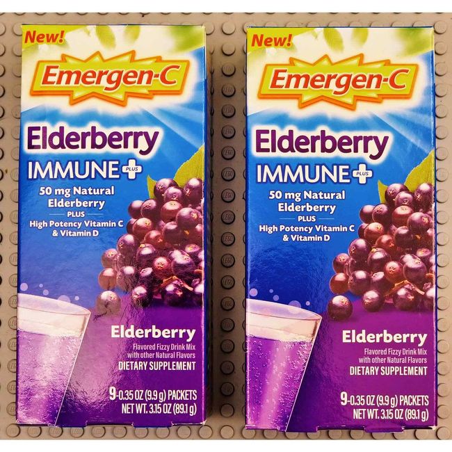 18 Emergen-C Immune+ Plus Elderberry Dietary Fizzy Drink Mix Powder 18 ct