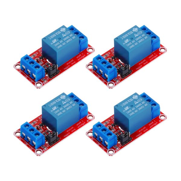 sourcing map 4 Pcs DC 5V 1 Channel Relay Module Switch Board Shield 10A High or Low Level Trigger for Electronics Industrial Home Automation