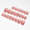 24pcs Pearl Decoration Dyed Design Reddish Brown Cute Japanese Dress False Claws