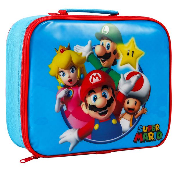 Zawadi Global Super Mario Rectangular Insulated Lunch Box Bag for Boys and Girls, Perfect Size for Packing Hot or Cold Snacks for School and Travel, BPA Free