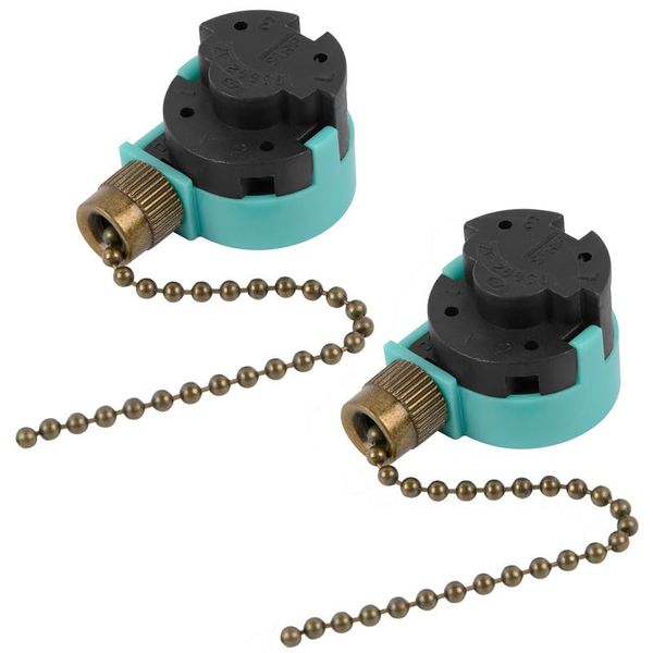 2 Pack Ceiling Fan Switch 3 Speed 4 Wire Zing Ear ZE-268S6, Ceiling Fan Pull Chain 4 Wire Fan Lamps Switch Compatible with Hunter Ceiling Fan (Bronze Pull Chain)