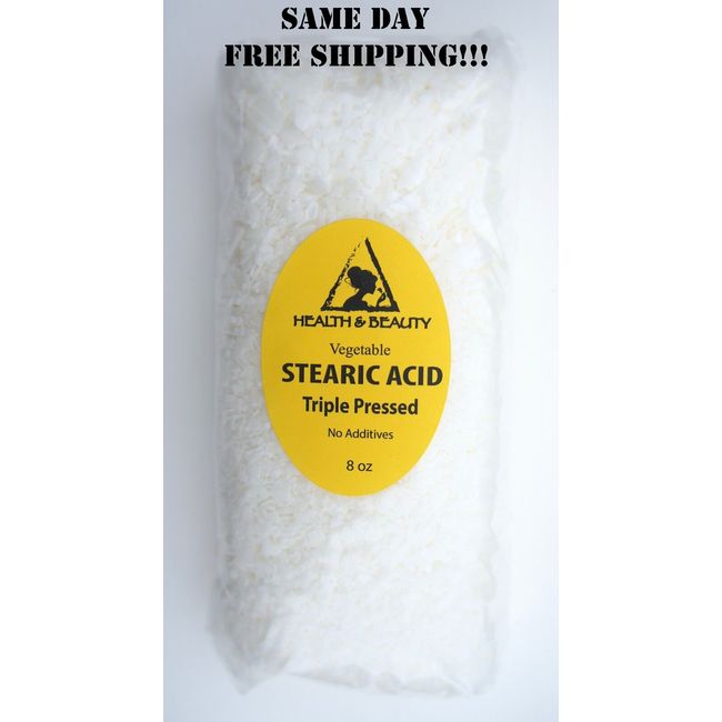 STEARIC ACID VEGETABLE TRIPLE PRESSED 100% PURE PASTILLES BEADS 8 OZ