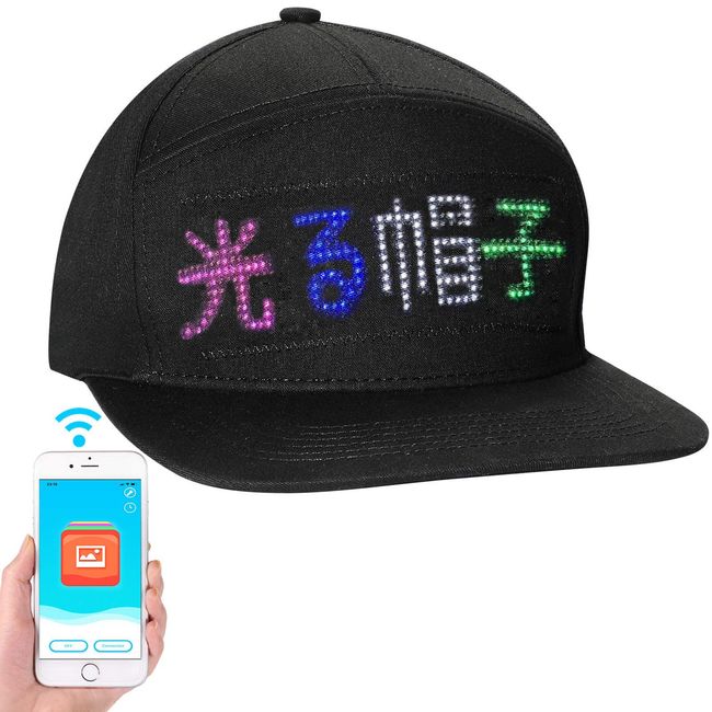 Jinnal LED Cap, Glowing Hat, Funny Goods, Supports 9 Languages, USB Rechargeable, Japanese Instruction Manual (English Language Not Guaranteed)