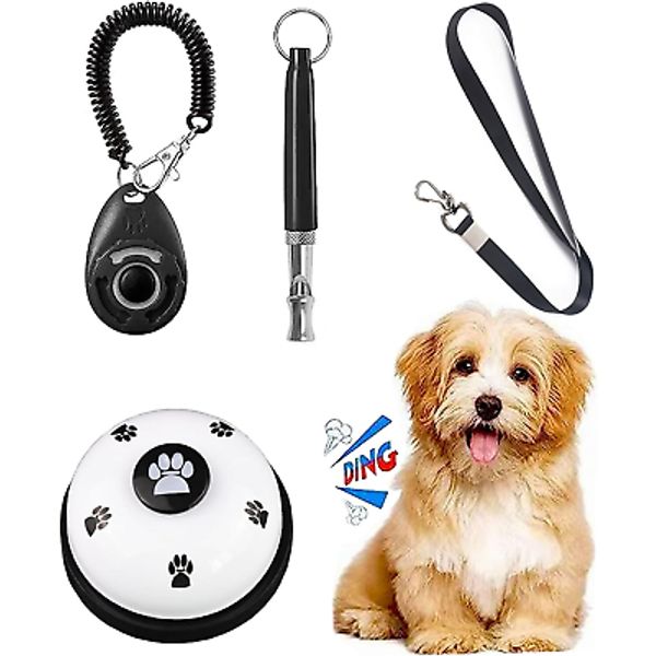 Dog Training Kit, Pet Training Bells, Adjustable Dog Whistle, Pet Training Click