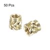 uxcell Insert Nuts with Knobs 50pcs M4 x 6mm L x 6mm OD 3D Printing Brass Nuts Female Threaded Inserts Brass Heat Set Insert Embedded Nuts
