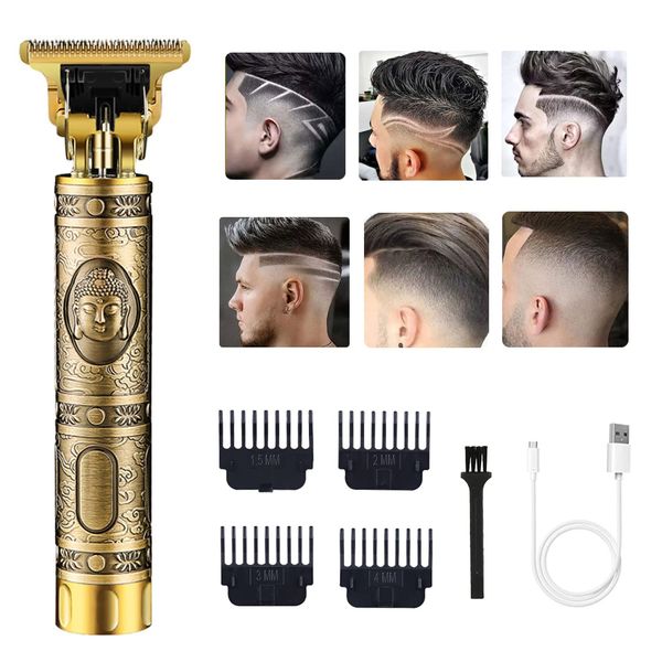 RQTYBUI Hair Clippers for Men, Cordless Electric Hair Trimmer Rechargeable Beard Trimmer Shaver, Electric T Blade Trimmer Zero Gapped Edgers Clipper Hair Cutting Kit, Gift for Father