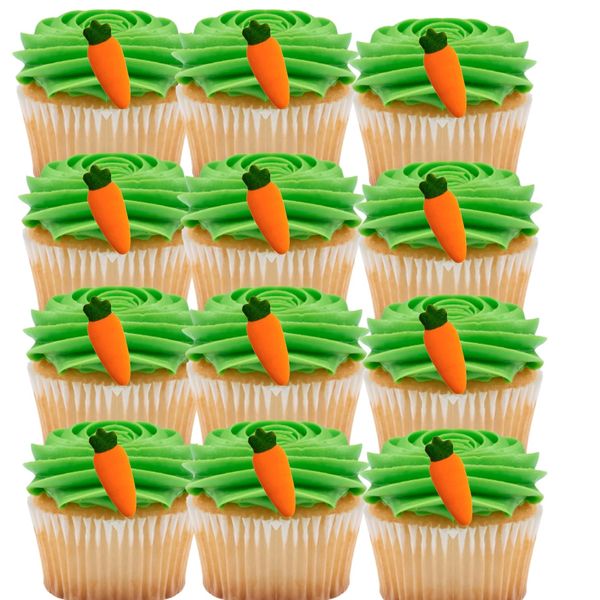 Item#37960 - Medium Carrot Molded Sugar Cake/Cupcake Decorations - 12 ct