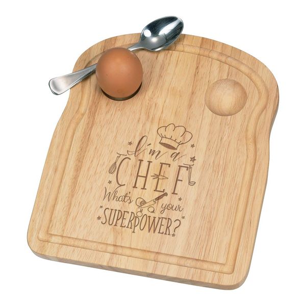 I'm A Chef What's Your Superpower Breakfast Dippy Egg Cup Board Wooden Easter