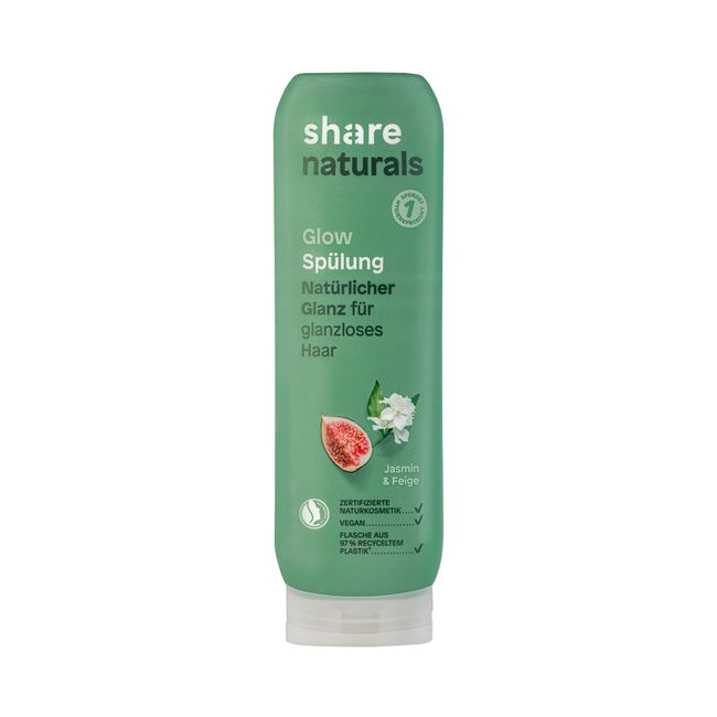 share naturals Spülung Glow 200 ml – Hair Conditioner spendet ein Hygieneprodukt an einen Menschen in Not – Haarspülung für natürlichen Glanz ohne Silikone