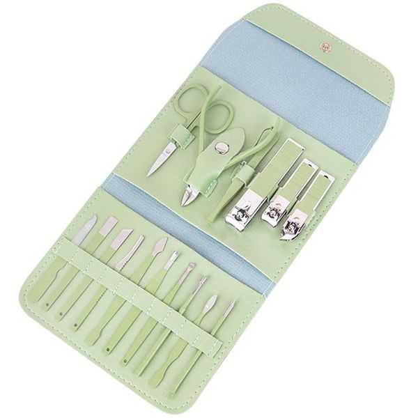 Toguma Manicure Set Nail Clippers Pedicure Kit 16 pezzi Manicure Kit con il sacchetto verde, unghia dell'unghia del piede Clippers per la casa sul posto di lavoro di corsa esterna (verde)