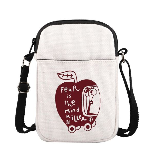 Fear Is The Mind Killer Crossbody Bag Funny Worm Gift Mental Health Zipper Bag Wormy Dune Gift Sandworm Premium Bags Motivational Gifts Book Lover Gift Bookworm Bag (CB, Fear Mind Killer Mini-PY2)