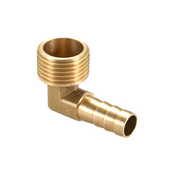 uxcell Barb Hose Fitting 10mm Barb-1/2 PT Male 90 Degree Elbow Brass Pipe Adapter Connector