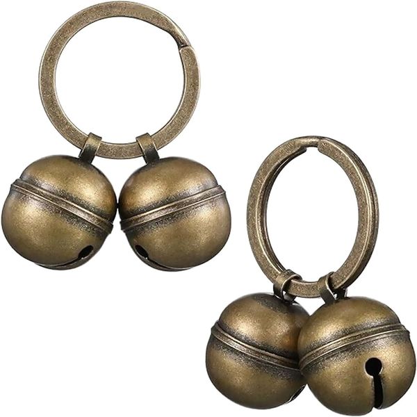 2 Strings in 4 Pieces Cat Collar Bell Pet Bells for Collar Loud Brass Dog Bells