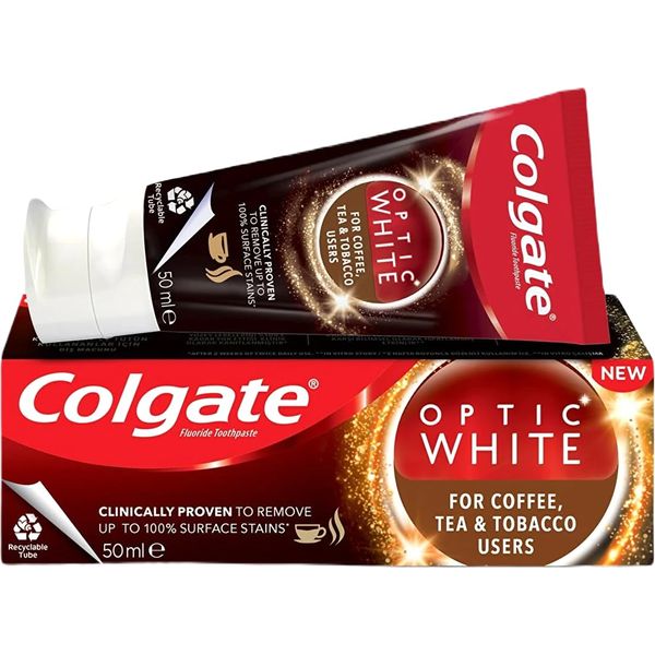 Colgate Optic White Whitening Toothpaste for Coffee, Tea and Tobacco Users (50 ML)