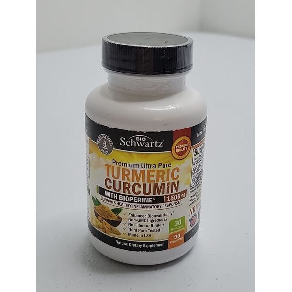 BioSchwartz Turmeric Curcumin Powder with Bioperine 1500mg 90capsules Exp 01/27