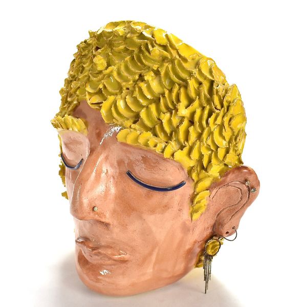 Ceramic Handmade Decorative Mask Standing Artist Profile Punk Rock Earrings